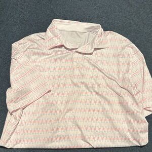 Southern Tide Pink and White Patterned Polo Shirt